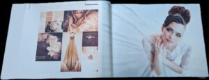 open layflat photo album lying flat showing full two-page spread